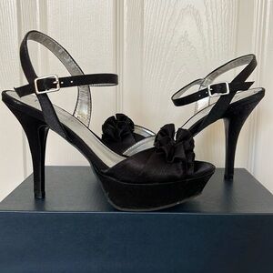 Black platform Satin stiletto’s.